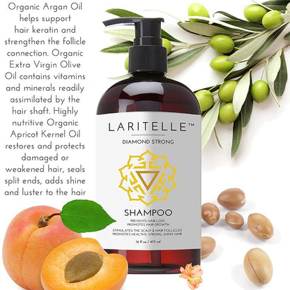 Organic Shampoo 17 oz + Conditioner 16 oz | Prevents Hair Loss, Promotes Hair Growth | Argan Oil, Rosemary, Ginger & Cedarwood | NO GMO, Sulfates, Gluten, Alcohol, Parabens, Phthalates