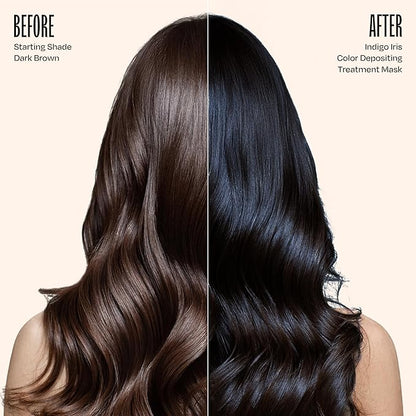 Overtone Color Depositing Semi-Permanent Hair Dye Conditioner - 8 oz For Natural & Color-Treated Hair, Moisturizing Shea Butter & Coconut Oil - Vegan & Cruelty-Free, Blue for Brown is now Indigo Iris
