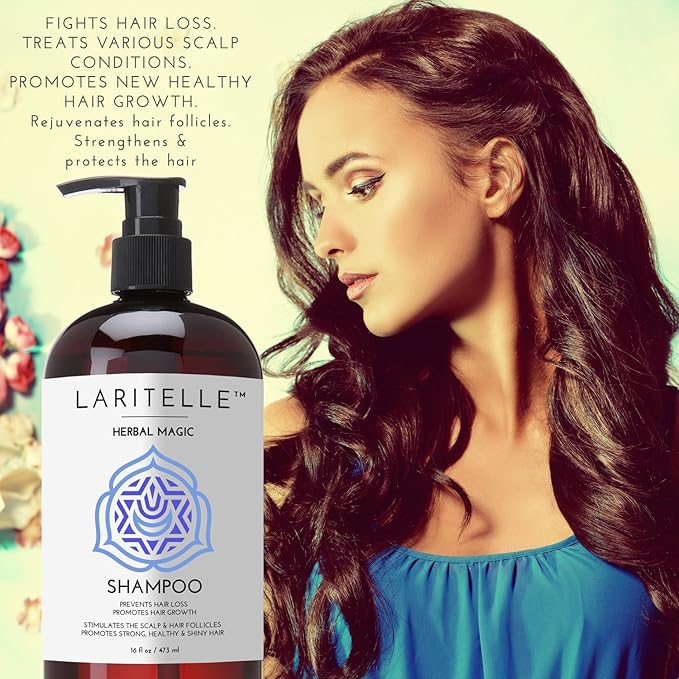 Organic Unscented Shampoo Herbal Magic – 17.5 oz – Sulfate-Free, Vegan Hair Growth Shampoo for Sensitive Scalp – Made in California