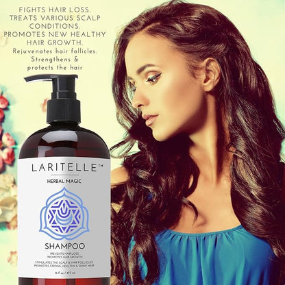 Organic Unscented Shampoo Herbal Magic – 17.5 oz – Sulfate-Free, Vegan Hair Growth Shampoo for Sensitive Scalp – Made in California