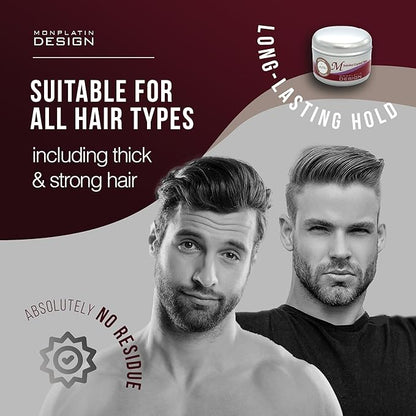 Mon Platin Professional Hair Styling Wax - Jojoba Crystal High Sheen, Strong Hold for Men & Women, Daily Use Hair Creme with Grapefruit Scent - 250 ml