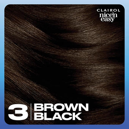 Clairol Nice'n Easy Permanent Hair Dye, 3 Brown Black Hair Color, Pack of 1