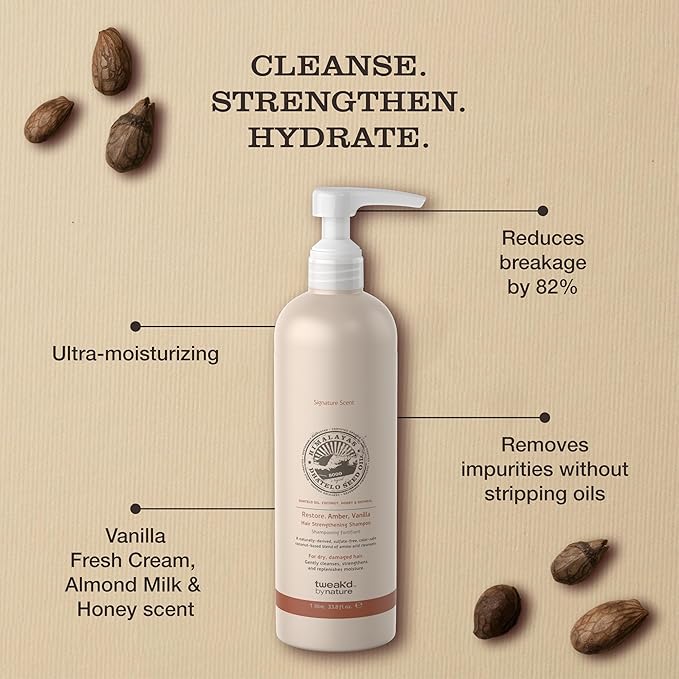 Tweak’d by Nature - Restore Hair Strengthening Shampoo, Ultra-Moisturizing for Dry Damaged Hair, Leaves Hair Shiny and Soft, Cruelty Free (33.8 ounces)