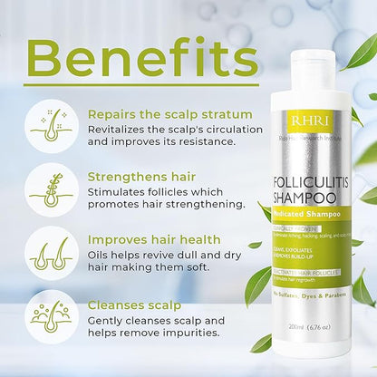 Folliculitis Shampoo | Antifungal Shampoo for Seborrheic Dermatitis, Scalp Psoriasis & Dandruff | Soothes Itchy, Dry Scalp | Cleanses, Exfoliates & Removes Build-Up | Reactivates Hair Follicles