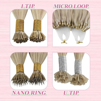YoungSee U Tip Hair Extensions Human Hair Blonde with Bleach Blonde Highlight Keratin Hair Extensions Highlight K Tips Hair Extensions Real Human Hair Blonde U Tip Human Hair Extensions 24In 1G/S 50G
