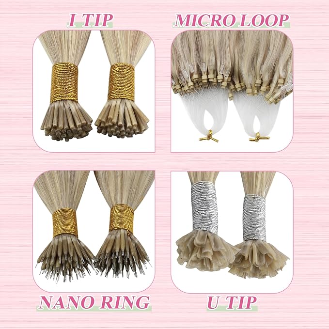 YoungSee U Tip Hair Extensions Human Hair Blonde with Bleach Blonde Highlight Keratin Hair Extensions Highlight U Tips Hair Extensions Real Human Hair Blonde K Tip Human Hair Extensions 18In 1G/S 50G