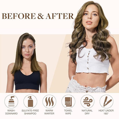 GOO GOO Sew in Hair Extensions Real Human Hair, Weft Hair Extensions Human Hair, 4D/14/5B Brunette Balayage 16inch 100g, Weft Bundles Straight Silky Remy Hair