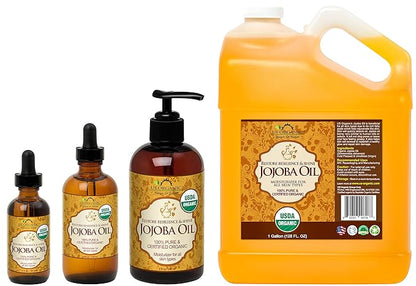 US Organic Jojoba Oil, USDA Certified Organic,100% Pure & Natural, Cold Pressed Virgin, Unrefined, Haxane Free, Sourced from Middle East directly (Small (2oz, 56ml))
