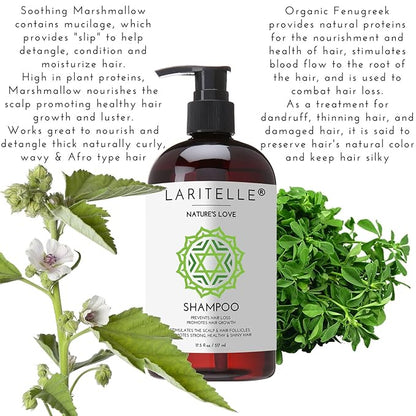 Nature’s Love Organic Shampoo – 17.5 oz – Anti-Thinning Hair Growth, Rich Botanical Hydrosols & Keratin • Color Safe • Made in California