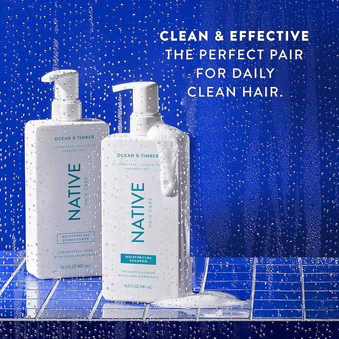 Native Ocean & Timber Shampoo and Conditioner Contain Naturally Derived Ingredients | All Hair Types, Color & Treated, Fine to Dry Damaged, Sulfate & Dye Free - 2-Pack