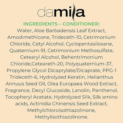 Damila Salt & Sulfate Free Shampoo & Conditioner for Keratin and Color Treated Hair - Professional Keratin Value Pack for Damaged, Frizzy, Curly, Dry & Thin Hair - Shampoo Sin Sal - 16.9 Fl Oz