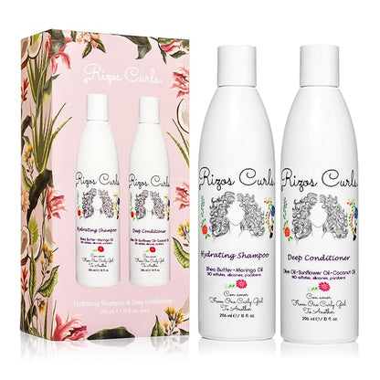 Rizos Curls Wash Day Bundle – Hydrating Shampoo & Deep Conditioner Set with Shea Butter for Every Curl Pattern 1a-4c – Gently Cleanses, Moisturizes, Softens & Adds Shine – Sulfate & Paraben Free