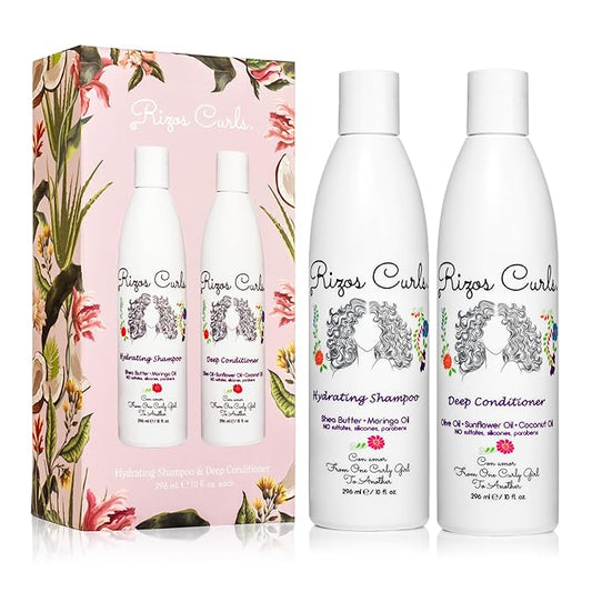 Rizos Curls Wash Day Bundle – Hydrating Shampoo & Deep Conditioner Set with Shea Butter for Every Curl Pattern 1a-4c – Gently Cleanses, Moisturizes, Softens & Adds Shine – Sulfate & Paraben Free