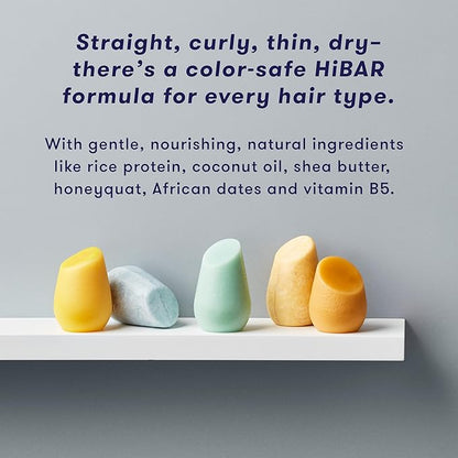 HiBAR - Moisturize Fragrance-Free Shampoo & Conditioner Set - For Dry, Frizzy Hair -Nourish & Hydrate -Coconut Oil & Vitamin B5 -Plastic, Soap, Paraben & Sulfate-Free -Color Safe & Vegan -2 Solid Bars
