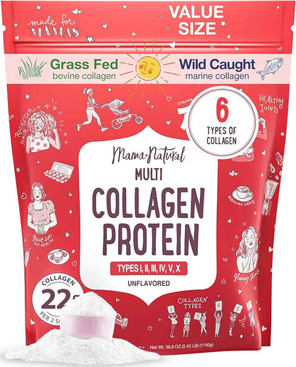 Multi Collagen Protein Powder Value Pack (100 Servings) - Unflavored & Hydrolyzed with 6 Types (1, 2, 3, 4, 5 & 10) - Pure Collagen Peptides for Women - Grass Fed Beef, Wild Fish & USA Eggshell