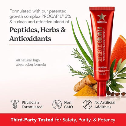 HAIRtamin Scalp Serum Natural Hair Growth Thickening | Made in USA | Helps Increase Hair Thickness and Aids Against Hair Thinning and Hair Fall Out | Moisturizes and Soothes Dry Itchy Scalp