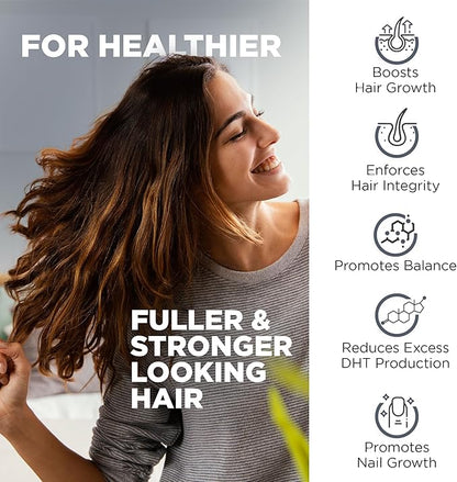 Nutrivein Premium DHT Blocker for Men & Women - with Biotin - 30 Day Supply (60 Caps): Hair Supplements for Men & Women of All Ages - for A Great Head of Hair