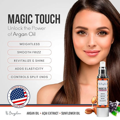 IT'S BRAZILIAN - 2 Pack 100% Pure Organic Argan Oil 1.7Floz -Hair Care Treatment Dry, Damaged & Anti-Frizz -Nourishment & Moisturizing Formula -All Hair - Hair Growth Products, Renewing, Strengthening