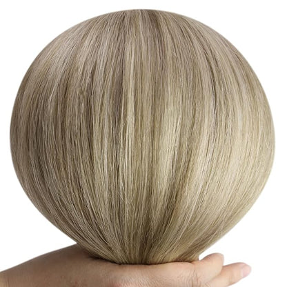 YoungSee 150g 20inch Clip in Hair Extensions Real Human Hair Brown Balayage Clip in Human Hair Extensions Light Brown to Blonde with Brown Balayage Hair Extensions Clip ins Double Weft Lace Thick 7pcs