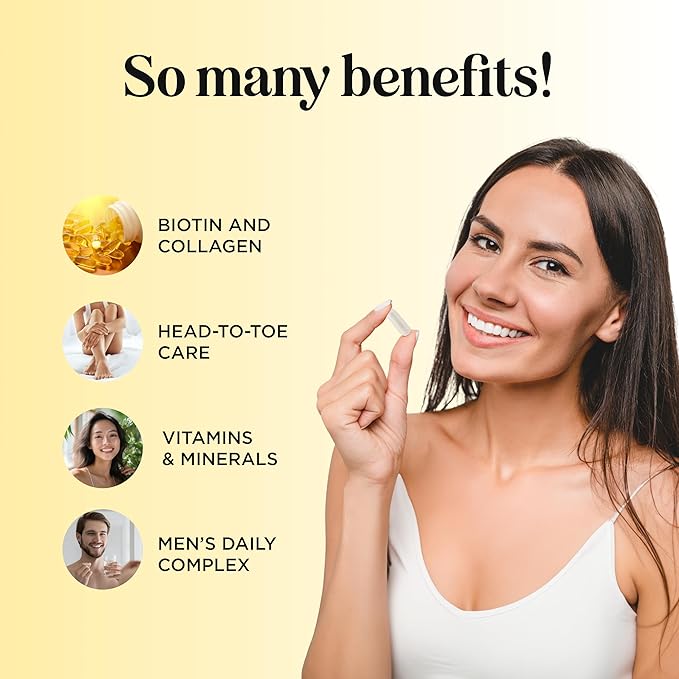 Biotin 10000mcg and Collagen Supplement - Hair Growth Supplement with Saw Palmetto for Women & Men - Horsetail Biotin Collagen Keratin and More DHT Blocker Hair Growth Vitamins for Women & Men 1 Month