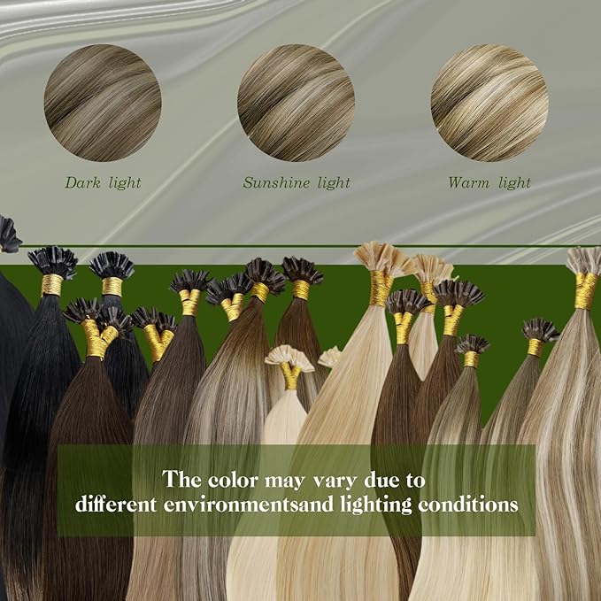 RUNATURE U Tip Hair Extensions Real Human Hair Ombre Ash Brown Fading to Platinum Blonde 12 Inch Short Hot Fusion Hair Extensions Straight Keratin U Tip Human Hair Extensions Silky 40g 50s