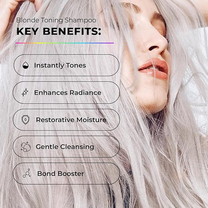 XMONDO Hair Supernova Blonde Toning Shampoo | Vegan Formula with Vegetable Proteins, Jojoba Oil, and Violet Pigments to Replenish, Restore, and Reduce Yellow Tones in Blonde Hair, 8 Fl Oz 1-Pack