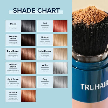 TRUHAIR Color Fibers Root Coverage & Density Booster | Quick-Apply Root Touch Up Hair Color | Natural Color Matching, Gray Hair Cover up to Color Gray Roots - 11 Hair Colors Available (Red)