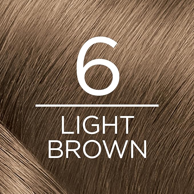 L'Oreal Paris Excellence Creme Permanent Triple Care Hair Color, 6 Light Brown Hair Dye Kit, Gray Coverage For Up to 8 Weeks, All Hair Types, Pack of 1