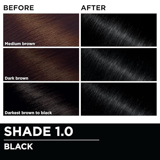 Garnier Hair Color Olia Ammonia-Free Brilliant Color Oil-Rich Permanent Hair Dye, 1.0 Black, 2 Count (Packaging May Vary)