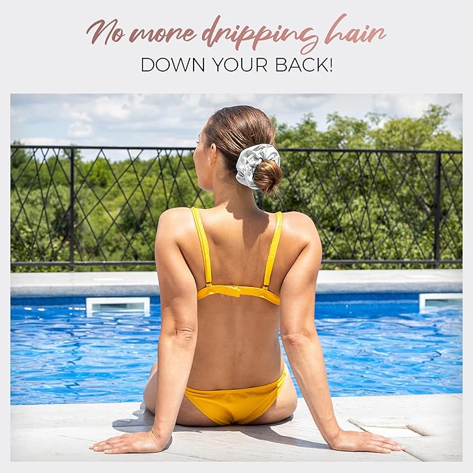 THE PERFECT HAIRCARE Microfiber Hair Towel Wrap + 2 Smooth Large Hair Drying Tie for Wet Hair - Anti-Frizz, Gentle, Absorbent Hair Scrunchies or Face Washing Wristband