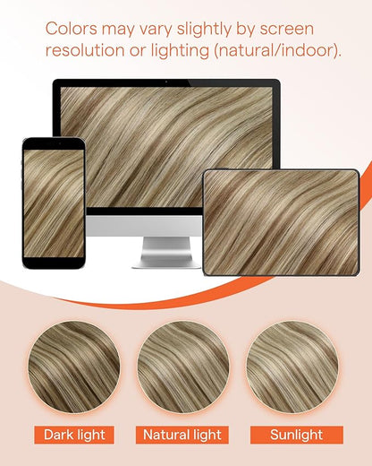 Sunny Hair Micro Link Hair Extensions Human Hair Balayage Brown Micro Beads Hair Extensions Brown Balayage Ash Brown with Blonde Micro Loop Hair Extensions Add Luster 18inch 50g