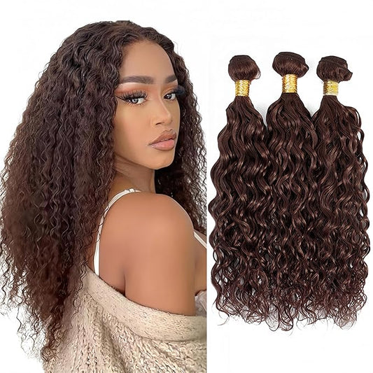 Brown Human Hair Bundles Color 4 Kinky Curly Bundles 18 20 22 Inch Niegmeag Brazilian Virgin Soft and Skily Remy Hair Extensions Dark Brown Color