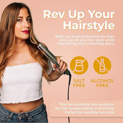 Chia Oil Heat Protectant Spray For Hair - Hair Thermal Protection Shield From Heat - Leave In Conditioner - Anti Frizz Moisturizer (8 Oz)