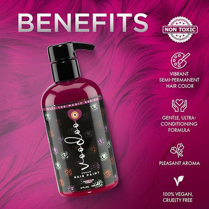 MOEHAIR Semi-Permanent Hair Color | Magenta Hair Dye 8 Oz | Voodoo Highest Love Hair Dye | Temporary Hair Color for Dark Hair | No Ammonia, Sulfate or Paraben | Vegan & Intermixable