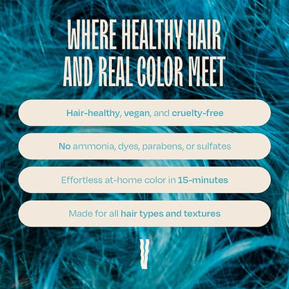 Overtone Color Depositing Semi-Permanent Hair Dye Conditioner - 8 oz For Natural & Color-Treated Hair, Moisturizing Shea Butter & Coconut Oil - Vegan & Cruelty-Free, Vibrant Teal