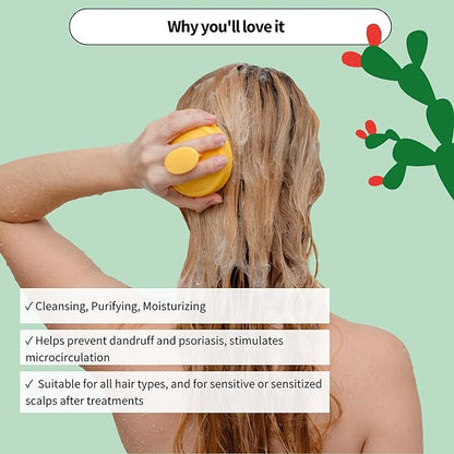 Pure Scrub - Dandruff Shampoo and Scalp Scrubber - Natural Dandruff Formula with Prickly Pear, Aloe Vera, Sea Salt, and Lemon Oil - 3.38 oz