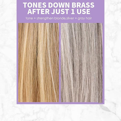 Sulfate-Free Purple Shampoo and Conditioner Set (2-Pack) for Blonde, Gray and Color-Treated Hair, Paraben-Free, Moisturizing, Color-Safe, Enhances Shine & Brightness 7.67 oz