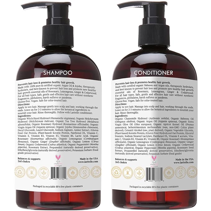 Diamond Strong Organic Hair Care Set | Shampoo, Conditioner & Treatment | Strengthening, Nourishing & Restoring | Argan, Jojoba, Rosemary & Ginger | Vegan, Non-GMO, Made in USA