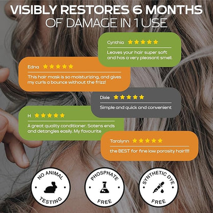 Keratin Hair Mask for Dry, Damaged or Long Hair - Deep Conditioner Masque with Protein, Coconut, Jojoba & Avocado Oil – Collagen Treatment for Hair Growth & Hydration, Split Ends Repair, Color-Safe