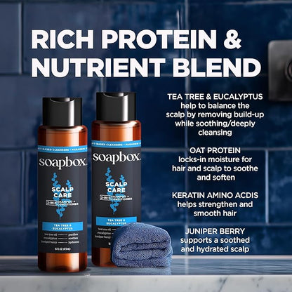 Soapbox Men's Shampoo and Conditioner Variety Duo, One Thick and Full & One Scalp Care, 2 in 1 For Men, Mens Shampoo & Conditioner, 16oz