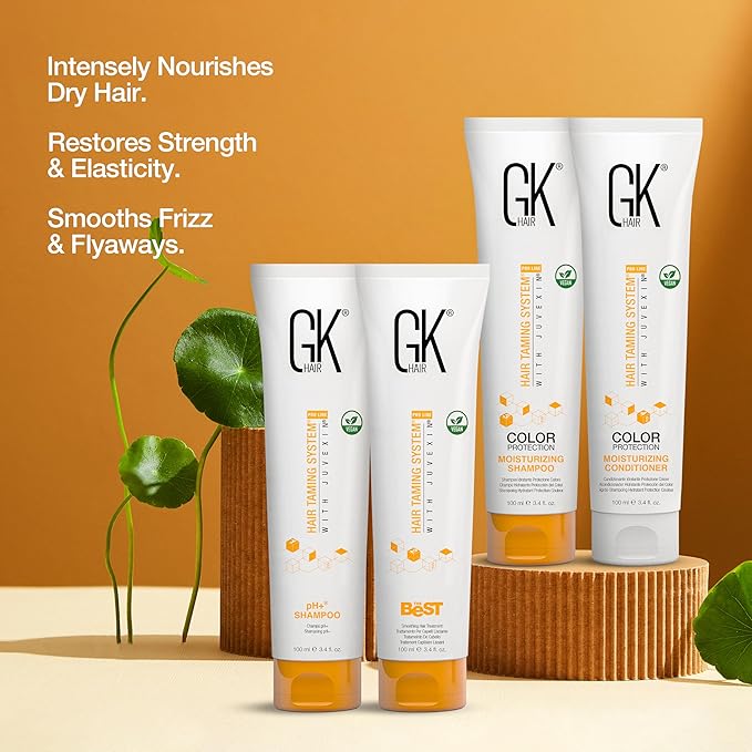 GK HAIR Global Keratin The Best Smoothing Keratin Treatment Kit (3.4 Fl Oz/100ml) Professional Brazilian Complex Blowout Straightening For Silky Smooth & Frizzy Hair