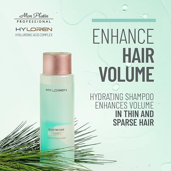 Mon Platin Professional HYLoren Boosting Shampoo, 500ml - For Thin, Sparse and Brittle Hair with Hyaluronic Acid, Volumizing and Thickening Shampoo, SLS/SLES Free, for Damaged Hair