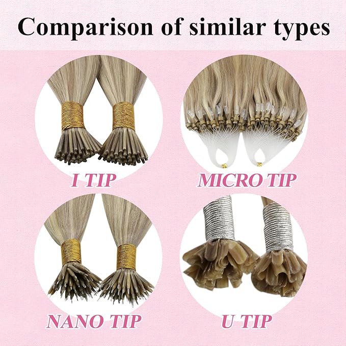 YoungSee Microlink Hair Extensions Human Hair Golden Blonde Mix Blonde Highlight Micro Bead Hair Extensions Real Human Hair for Women 22In 50g 50s Bead Hair Extension Long Lasting Hair Extension