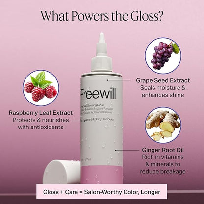 Freewill Color Seal Glossing Rinse, Gloss Treatment for Preserving Hair Color and Restoring Shine to Color-Treated Hair, Helps with Frizz Control, 8.5 oz