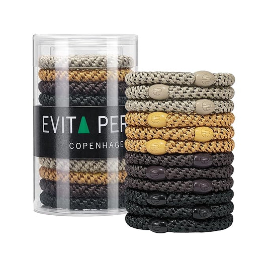 EVITA PERONI Hair Ties 12 Pcs Set, High Elastic Ponytail Holders, Hair Ties No Damage, Elastic Ties for Thick Hair Women Men, Gifts for Mother Sister Girlfriend (Amber Shadow)