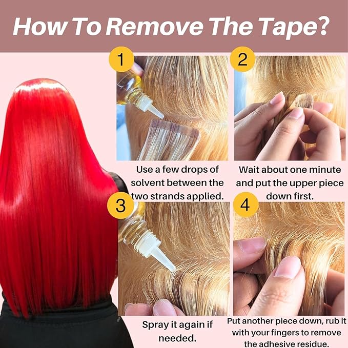 Red Tape in Hair Extensions Human Hair Soft And Silky 14 Inch Invisible Colored Tape in Human Hair Extensions