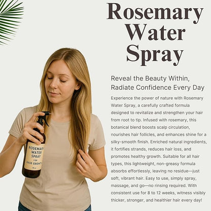 Rosemary Water Spray for Hair Growth, Rosemary Hair Growth Scalp Spray with Tea Tree Oil & Sea Salt Treatment for Hair Loss, Strengthens Hair, Promotes Hair, 16 fl. Oz