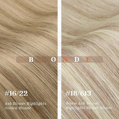 Sunny Hair Blonde Nano Bead Hair Extensions Human Hair Ash Blonde Mixed Bleach Nano Bead Extensions Human Hair Pre Bonded Hair Extensions Straight Remy Hair 18Inch 50g