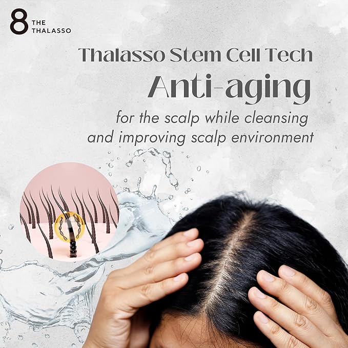 8 THE THALASSO Anti Frizz Shampoo for Women & Men, Organic Tea Tree Shampoo by Mint, Collagen, Peptides, Stem Cells & Deep Sea Water from Japan, Paraben and Sulfate Free, 16.1 Fl Oz, DRY HAIR