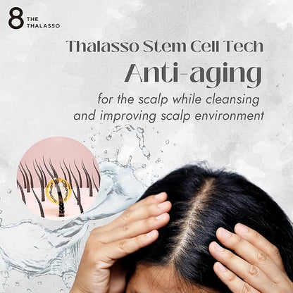 8 THE THALASSO Anti Frizz Shampoo for Women & Men, Organic Tea Tree Shampoo by Mint, Collagen, Peptides, Stem Cells & Deep Sea Water from Japan, Paraben and Sulfate Free, 16.1 Fl Oz, DRY HAIR